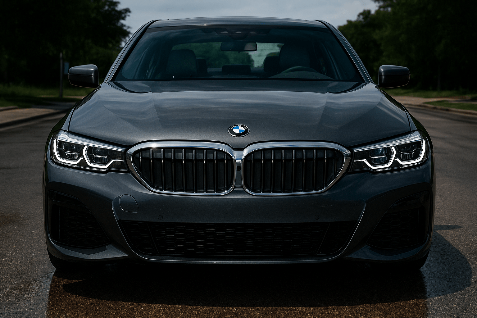 Frontbillede af en moderne BMW forrude