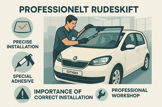 Škoda Citigo bil med fokus på forruden under professionelt rudeskift